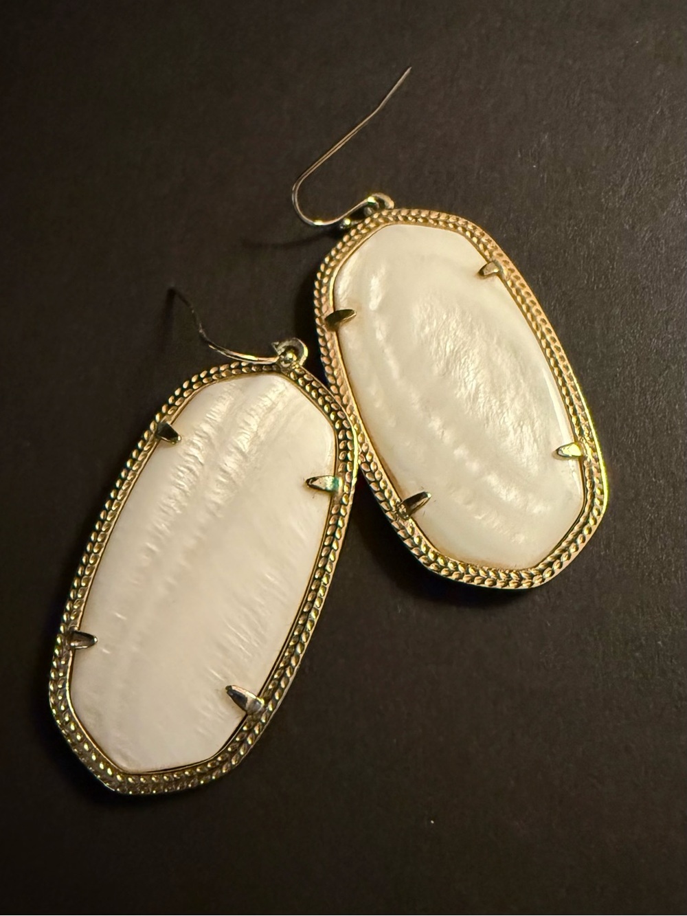 Kendra Scott Gold-Trim White Drop Earrings